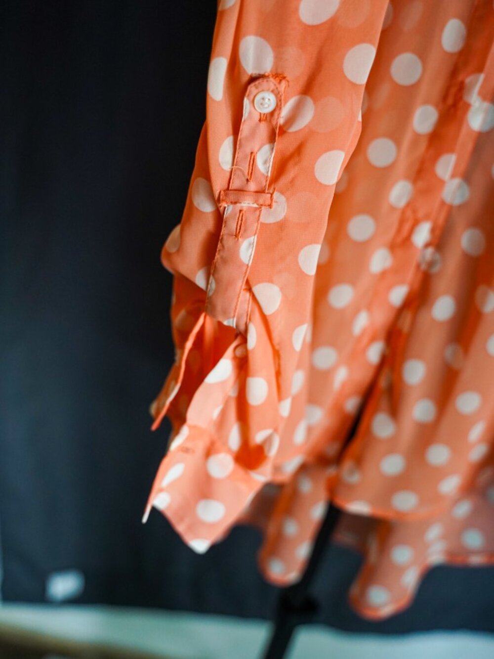 Free People Polka Dot Shirt Women's Large Sheer Button Down Long Sleeve - Picture 7 of 13
